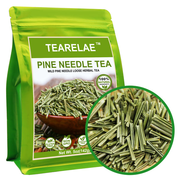 TEARELAE - Pine Needle Tea - 100% Pure Natural Dried Masson Pine Needles Herbal Tea Loose Leaf - CUT & SIFTED - Non-GMO - Caffeine-free - 5oz/142g