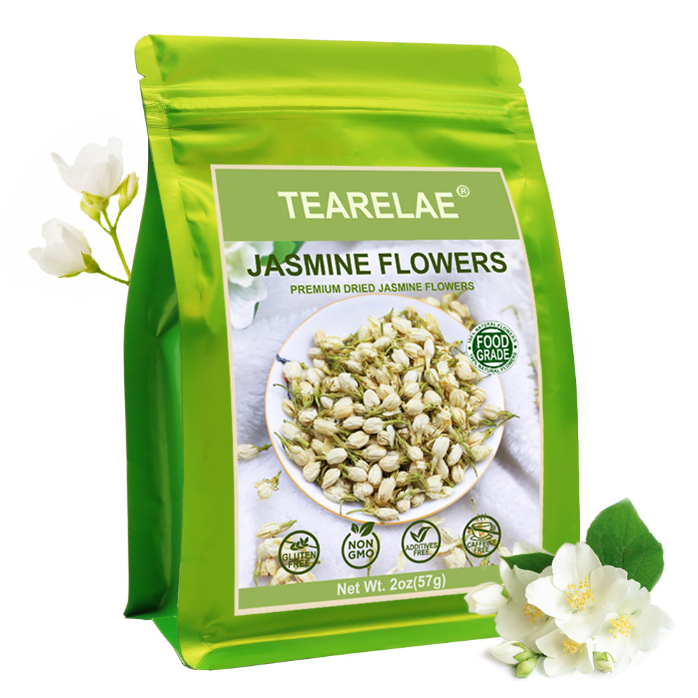 TEARELAE - Dried Jasmine Flowers Bud - Edible Flowers For Drinks - 100% Natural Dried Herbs Loose Leaf Herbal Tea - For Soap Making, Bath Bombing, Candle Making and Tisanes - 2oz/57g