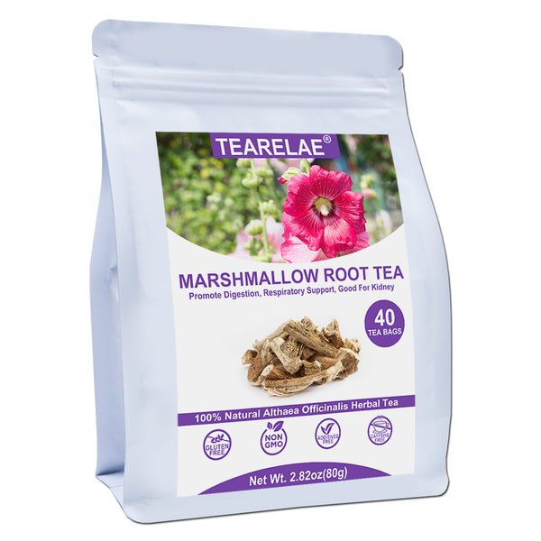 TEARELAE - Marshmallow Root Tea Bags - 2g x 40 Count - Premium Natural Cut & Sifted Althaea Officinalis - Non-GMO - Caffeine-free - Support Digestion & Respiratory