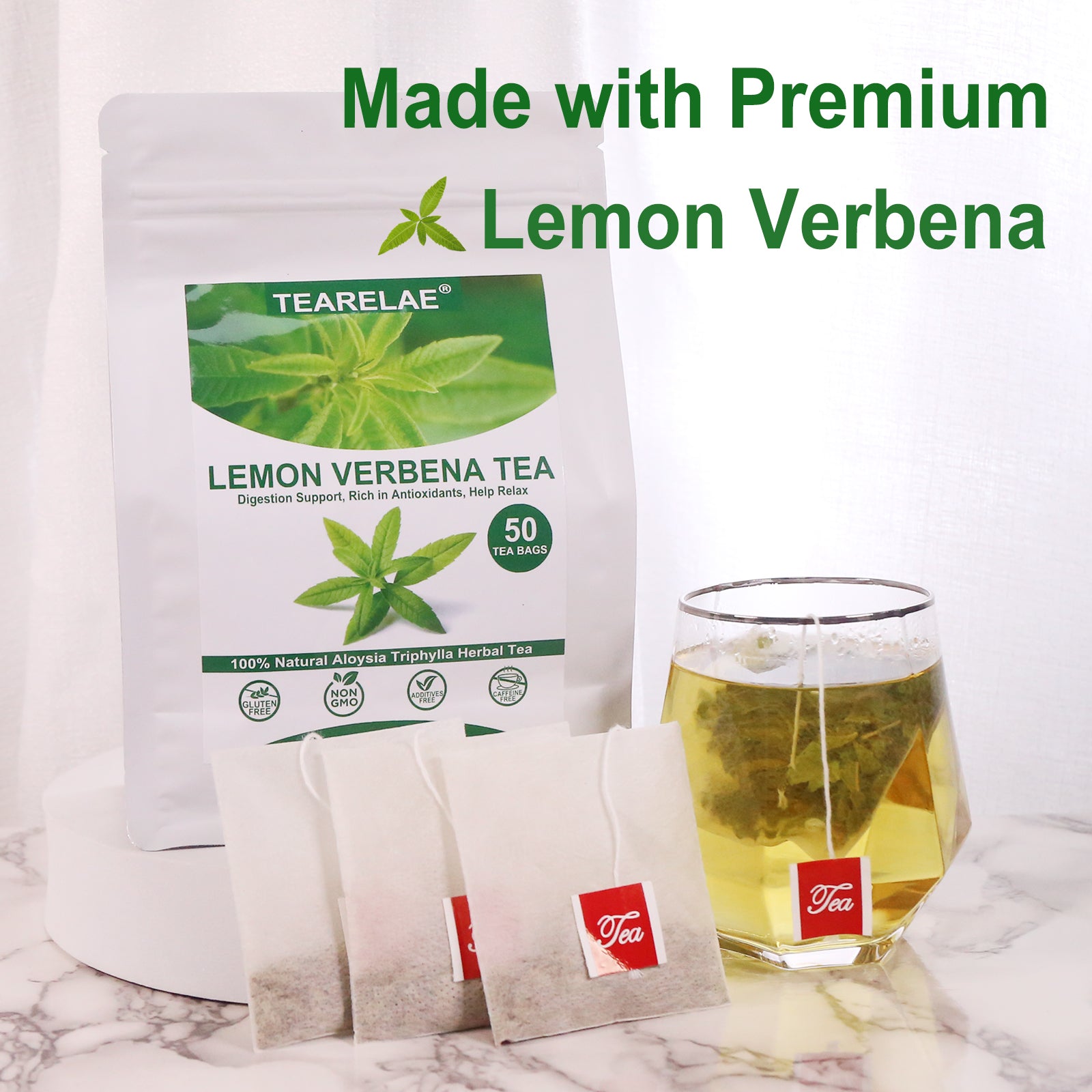 TEARELAE - Lemon Verbena Tea Bags - 1.5g x 50 Count - Natural Cut & S ...