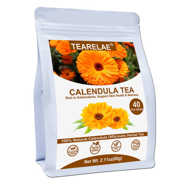 TEARELAE - Premium Calendula Flowers Tea Bags - 1.5g x 40 Count - Natural Calendula Tea Cut & Sifted - Non-GMO - Caffeine-free - Digestion Support & Improve Skin Health