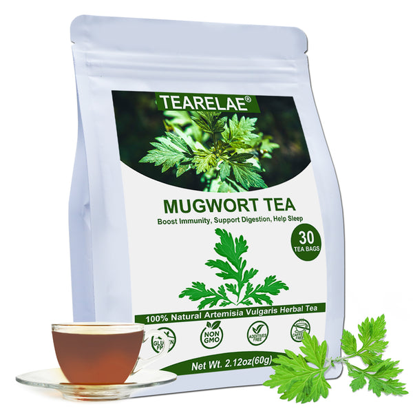 TEARELAE - Mugwort Tea - 2g x 30 Count - 100% Pure Natural Dried Herbs - Premium Compressed Mugwort Herb Dried - Non-GMO - Sulfur-free - Rich in Antioxidants & Digestion Support