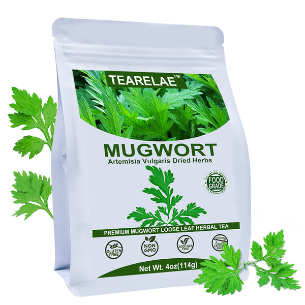 TEARELAE - Natural Mugwort Herb Dried Leaves - 4oz/114g - Mugwort Tea Loose Leaf - Non-GMO, Sulfur-free - 100% Pure Premium Dried Herbs - Help Sleep A Lucid Dream