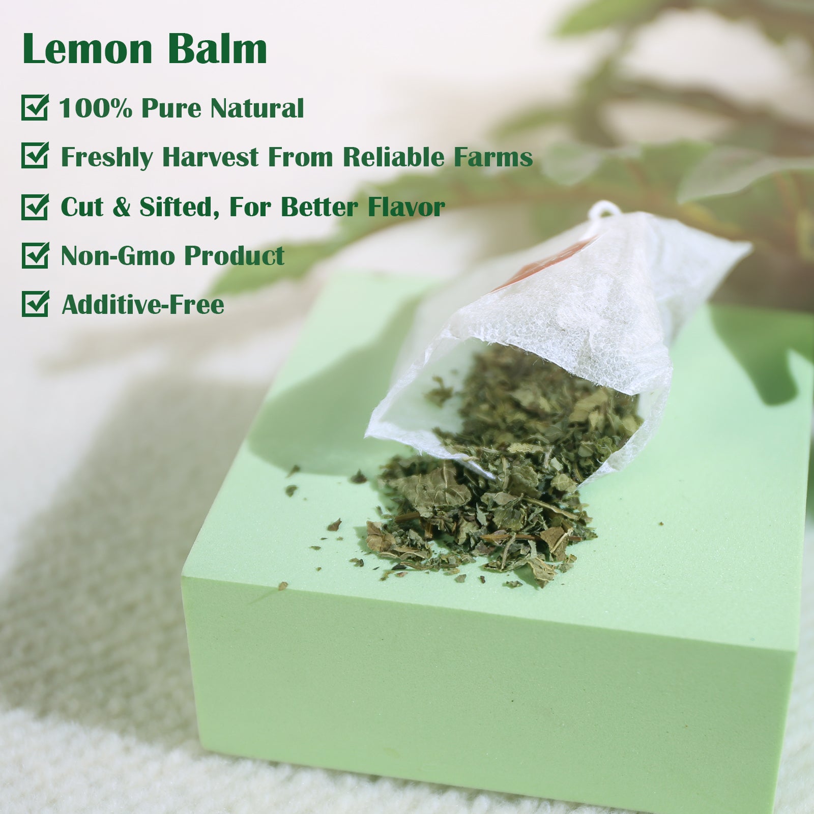 TEARELAE - Lemon Balm Tea Bag - 1.5g X 50 Count - Pure Natural Dried Lemon Balm Herb - Premium Lemon Balm Leaf for Calming and Digestion Support - Caffeine-free - Non-GMO