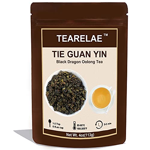 Roasted Tie Guan Yin Chinese Anxi Black Dragon Oolong Tea Special Charcoal Aroma Superior Natural Oolong Tea Loose Leaf 4oz/113g