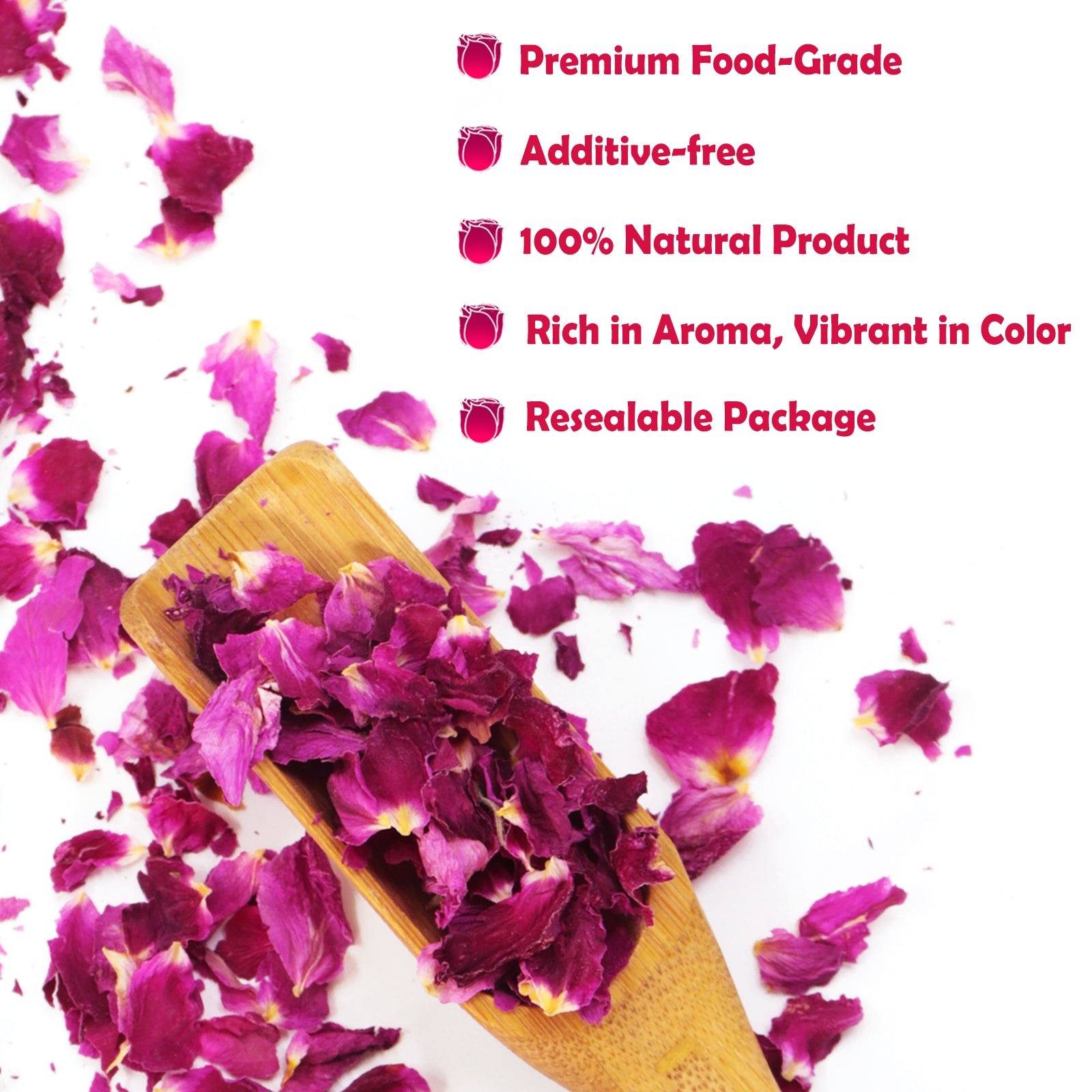 TEARELAE - Dried Rose Petals - Top-Grade Pure Natural Edible Flowers - Use for Tisanes, Baking, Candle Making, Soap Making and Handicraft - 1.3oz/37g