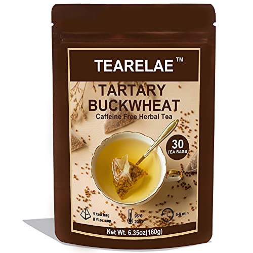 TEARELAE - Himalayan Tartary Buckwheat Teabags 6.35oz/180g (6g x 30 Bags) - Pure Nature Buckwheat Tea - Caffeine Free - Roasted Nuts Aroma - Non-GMO