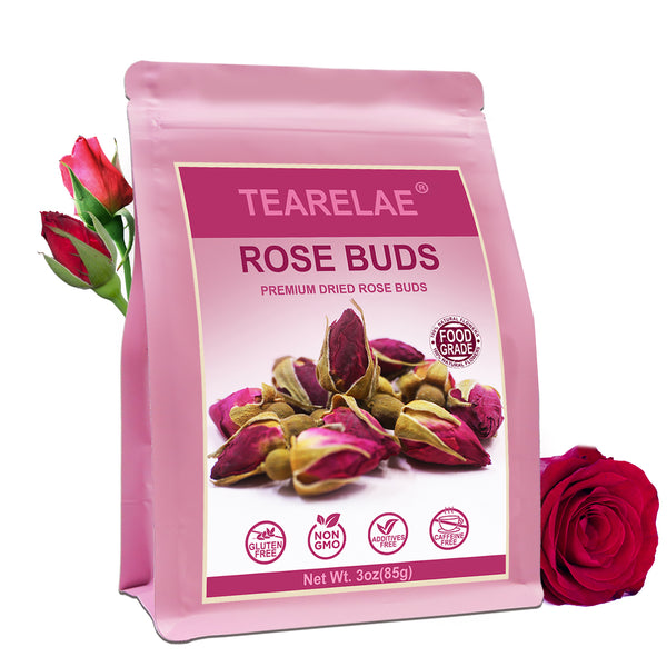 TEARELAE - Premium Dried Rose Buds - 100% Natural Dried Roses Edible Flowers 3oz/85g - Culinary Rosebud for Rose Tea, Baking, Candle Making, Soap Making and Handicraft