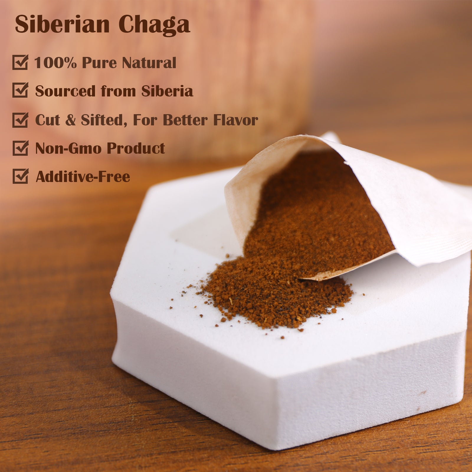 TEARELAE - Chaga Tea - 2g x 40 Count - Wild Harvest from Siberia - 100% Pure Natural Chaga Mushroom Tea Bag - Additive-Free - Non-GMO - Caffeine-free